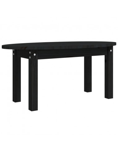 Tavolino da Salotto Nero 80x40x35 cm in Legno Massello di Pino