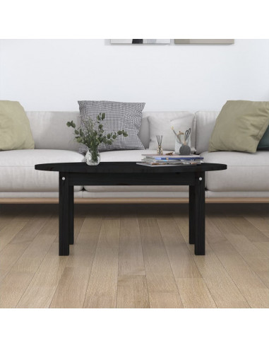 Tavolino da Salotto Nero 80x40x35 cm in Legno Massello di Pino