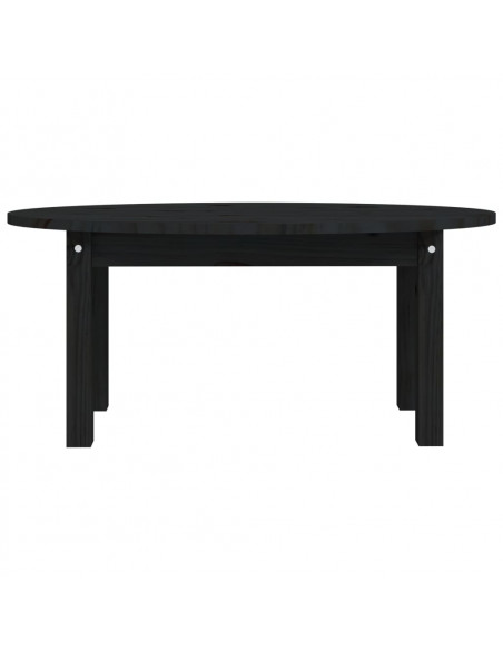 Tavolino da Salotto Nero 80x40x35 cm in Legno Massello di Pino