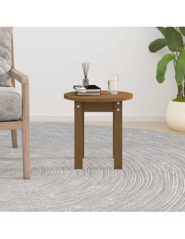 Tavolino da Salotto Miele Ø 35x35 cm in Legno Massello di Pino