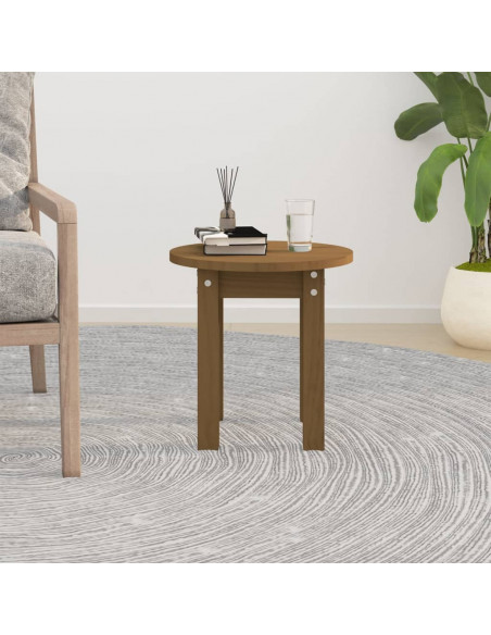 Tavolino da Salotto Miele Ø 35x35 cm in Legno Massello di Pino