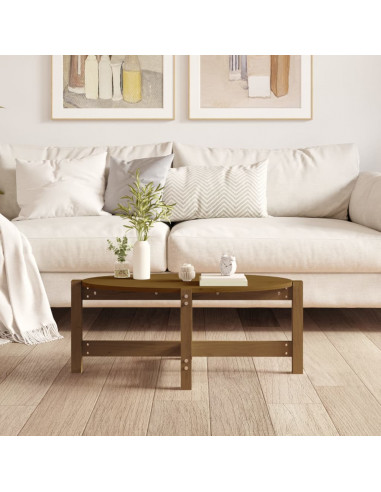 Tavolino da Salotto Miele 87x48x35 cm in Legno Massello di Pino