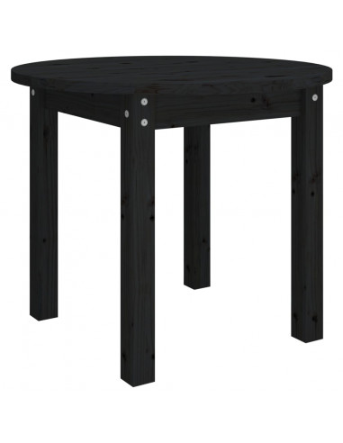 Tavolino da Salotto Nero Ø 55x45 cm in Legno Massello di Pino