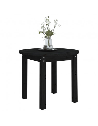Tavolino da Salotto Nero Ø 55x45 cm in Legno Massello di Pino