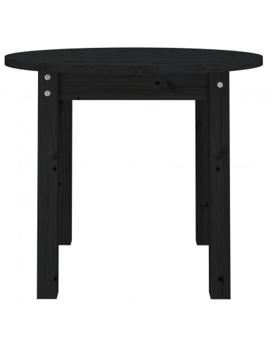 Tavolino da Salotto Nero Ø 55x45 cm in Legno Massello di Pino
