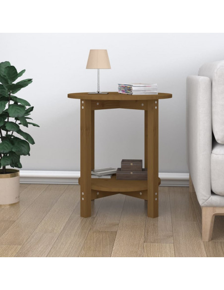 Tavolino da Salotto Miele Ø 55x60 cm in Legno Massello di Pino