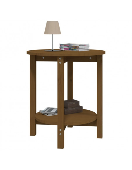 Tavolino da Salotto Miele Ø 55x60 cm in Legno Massello di Pino