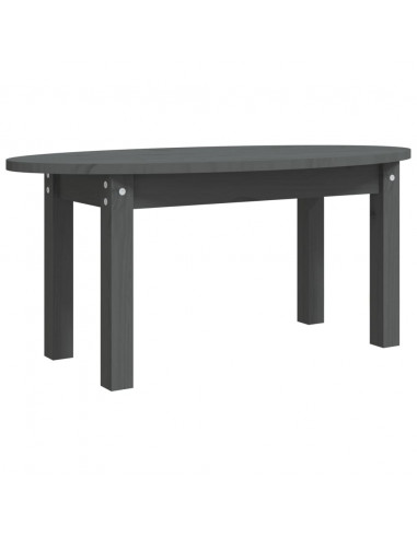 Tavolino da Salotto Grigio 80x40x35 cm Legno Massello di Pino