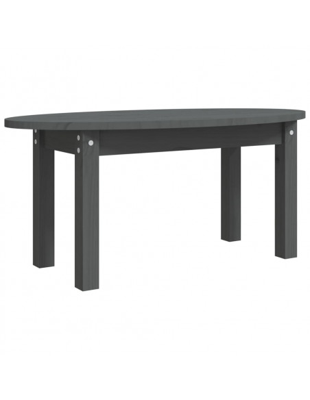 Tavolino da Salotto Grigio 80x40x35 cm Legno Massello di Pino