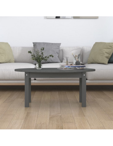Tavolino da Salotto Grigio 80x40x35 cm Legno Massello di Pino