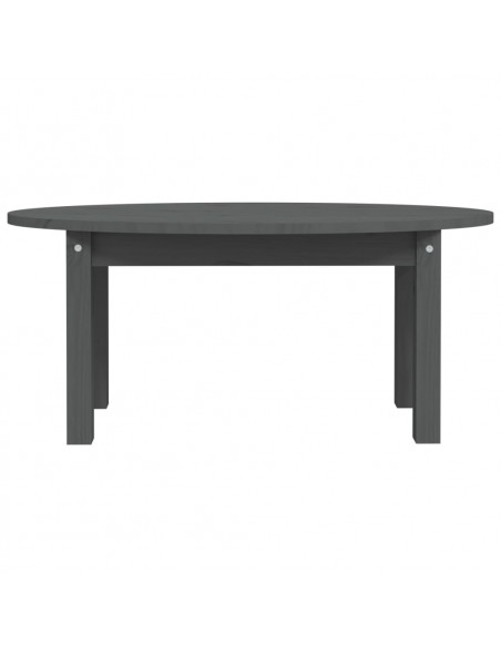 Tavolino da Salotto Grigio 80x40x35 cm Legno Massello di Pino