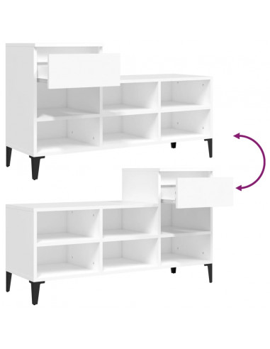 Scarpiera Bianca 102x36x60 cm in Legno Multistrato