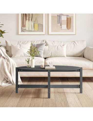 Tavolino da Salotto Grigio 118x63x45 cm Legno Massello di Pino