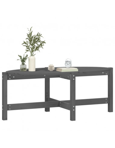 Tavolino da Salotto Grigio 118x63x45 cm Legno Massello di Pino