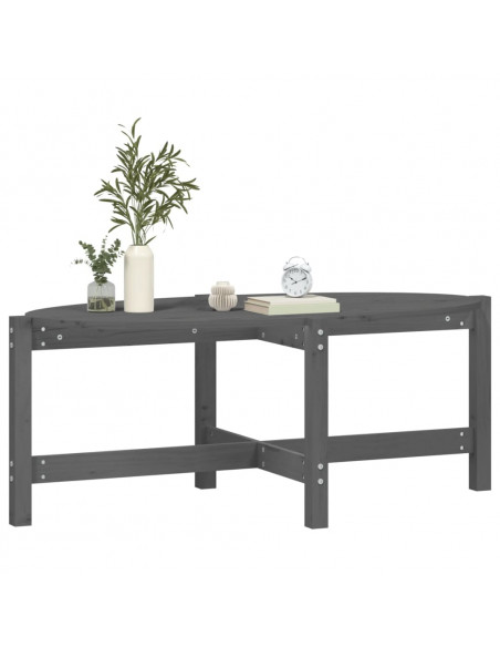 Tavolino da Salotto Grigio 118x63x45 cm Legno Massello di Pino