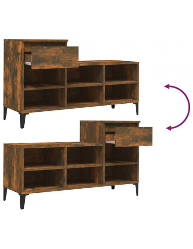 Scarpiera Rovere Fumo 102x36x60 cm in Legno Multistrato