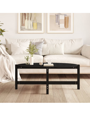 Tavolino da Salotto Nero 118x63x45 cm in Legno Massello di Pino