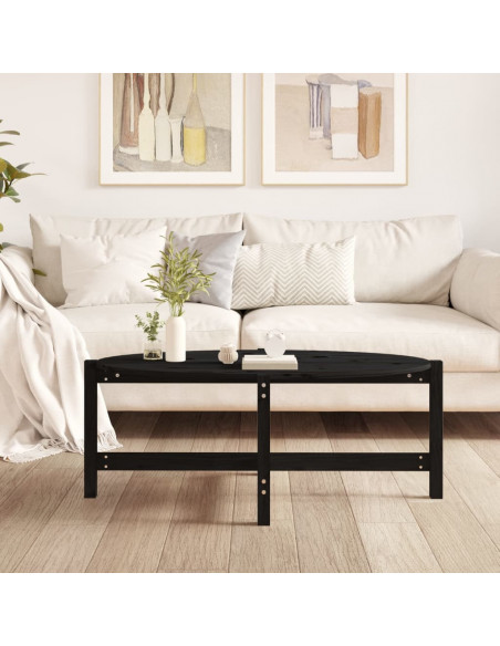 Tavolino da Salotto Nero 118x63x45 cm in Legno Massello di Pino