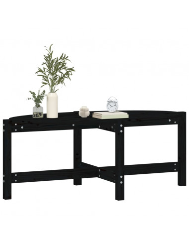 Tavolino da Salotto Nero 118x63x45 cm in Legno Massello di Pino