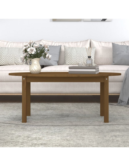 Tavolino da Salotto Miele 110x55x45 cm Legno Massello di Pino