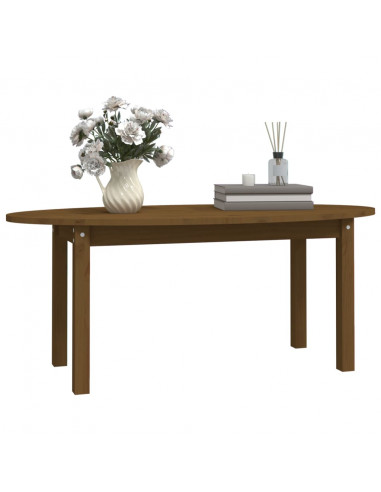 Tavolino da Salotto Miele 110x55x45 cm Legno Massello di Pino