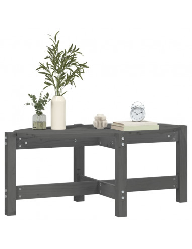 Tavolino da Salotto Grigio 87x48x35cm in Legno Massello di Pino