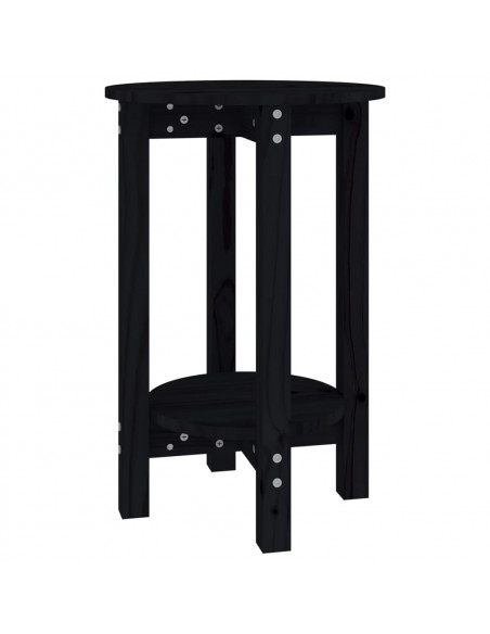 Tavolino da Salotto Nero Ø 40x60 cm in Legno Massello di Pino