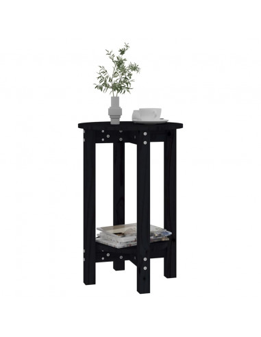 Tavolino da Salotto Nero Ø 40x60 cm in Legno Massello di Pino
