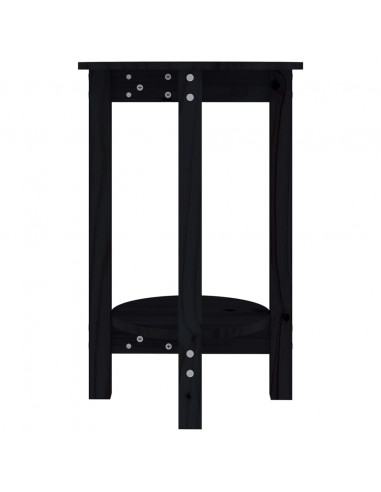 Tavolino da Salotto Nero Ø 40x60 cm in Legno Massello di Pino