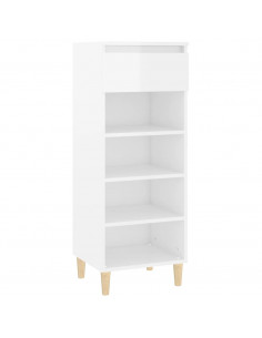 Scarpiera Bianco Lucido 40x36x105 cm in Legno Multistrato 2