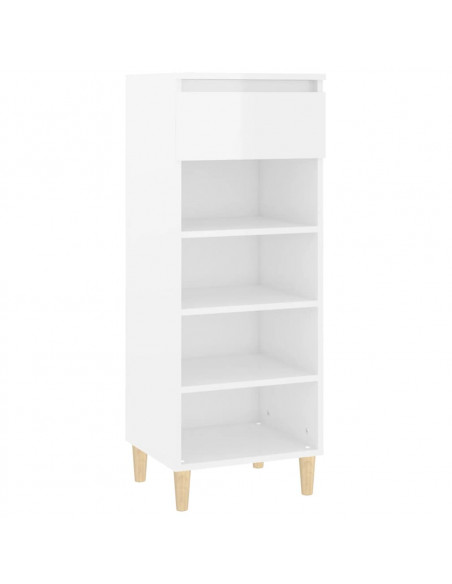 Scarpiera Bianco Lucido 40x36x105 cm in Legno Multistrato