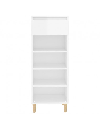 Scarpiera Bianco Lucido 40x36x105 cm in Legno Multistrato