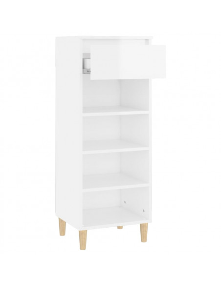 Scarpiera Bianco Lucido 40x36x105 cm in Legno Multistrato