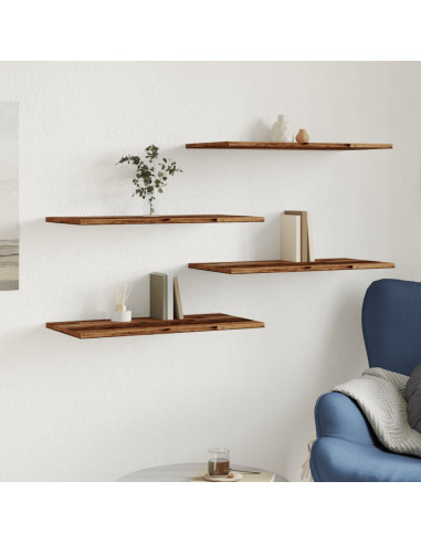 Mensole a Parete 4 pz Legno Antico 60x30x1,5 cm in Truciolato