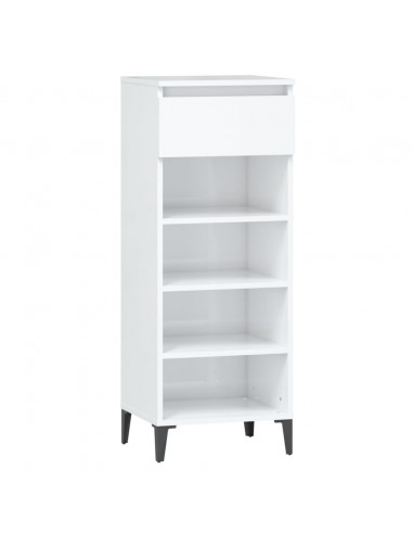 Scarpiera Bianco Lucido 40x36x105 cm in Legno Multistrato