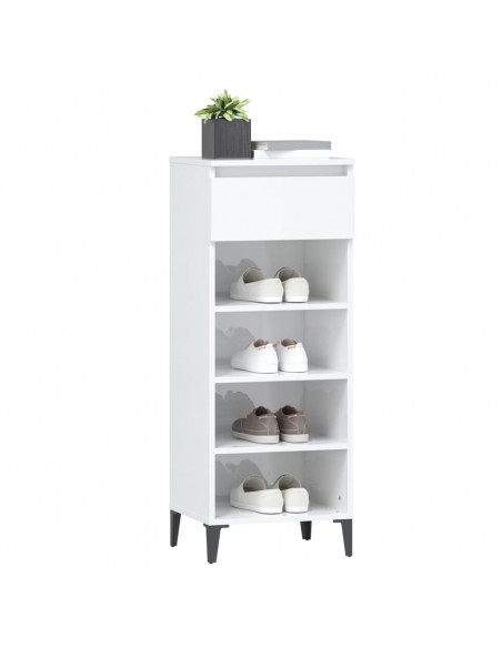 Scarpiera Bianco Lucido 40x36x105 cm in Legno Multistrato