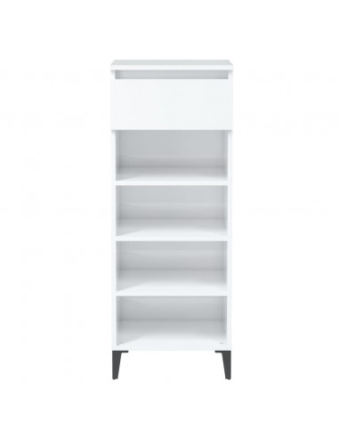 Scarpiera Bianco Lucido 40x36x105 cm in Legno Multistrato