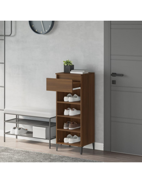 Scarpiera Rovere Marrone 40x36x105 cm in Legno Multistrato