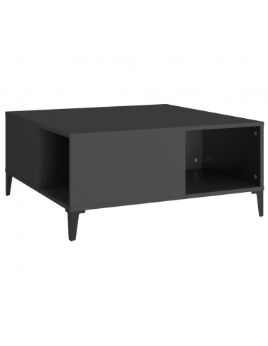 Tavolino da Salotto Nero 80x80x36,5 cm in Legno Multistrato