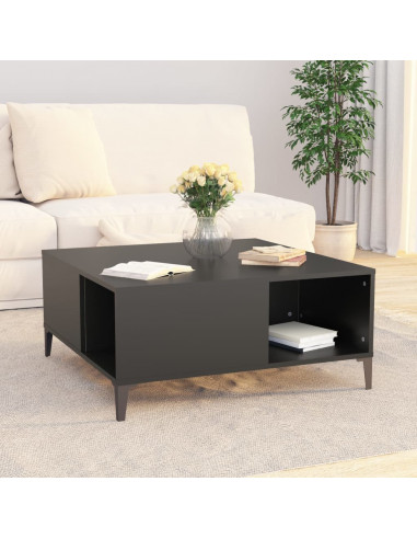 Tavolino da Salotto Nero 80x80x36,5 cm in Legno Multistrato