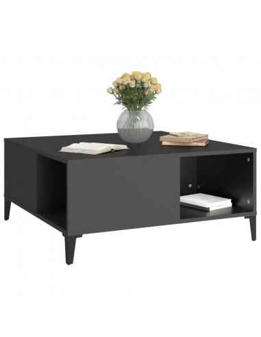 Tavolino da Salotto Nero 80x80x36,5 cm in Legno Multistrato