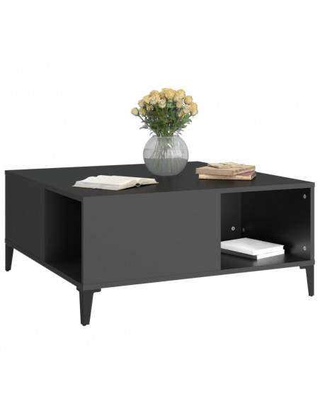 Tavolino da Salotto Nero 80x80x36,5 cm in Legno Multistrato