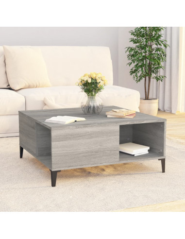 Tavolino Salotto Grigio Sonoma 80x80x36,5 cm Legno Multistrato