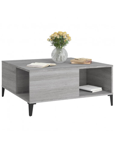Tavolino Salotto Grigio Sonoma 80x80x36,5 cm Legno Multistrato