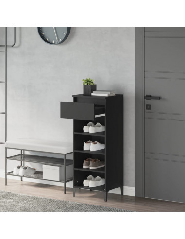 Scarpiera Nera 40x36x105 cm in Legno Multistrato