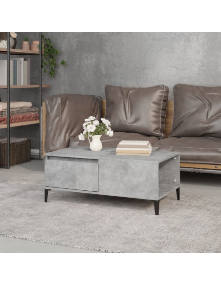 Tavolino Salotto Grigio Cemento 90x50x36,5 cm Legno Multistrato