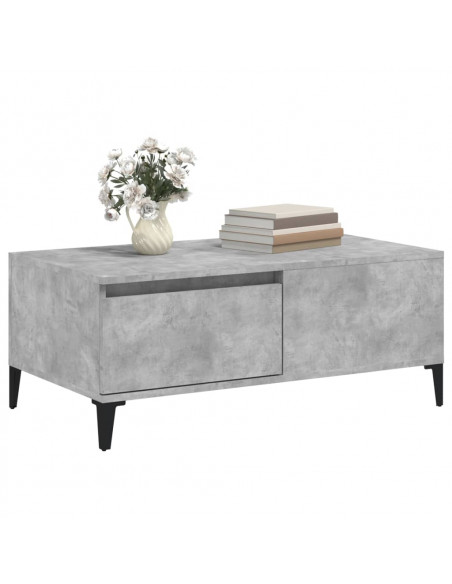 Tavolino Salotto Grigio Cemento 90x50x36,5 cm Legno Multistrato