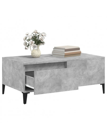 Tavolino Salotto Grigio Cemento 90x50x36,5 cm Legno Multistrato