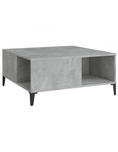 Tavolino Salotto Grigio Cemento 80x80x36,5 cm Legno Multistrato