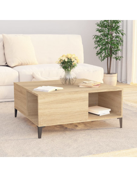 Tavolino Salotto Rovere Sonoma 80x80x36,5 cm Legno Multistrato